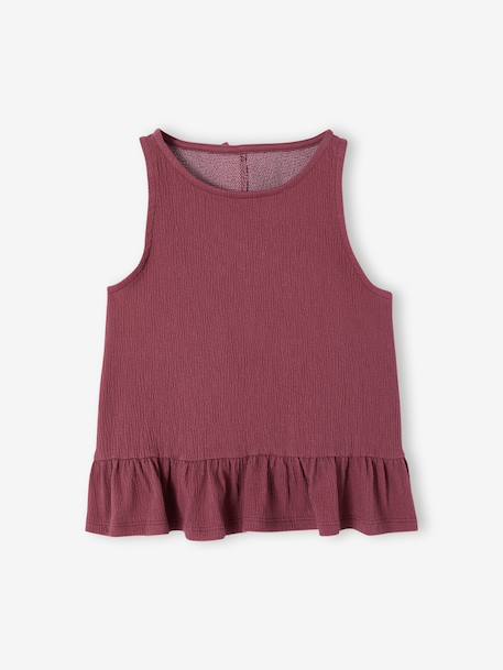 Girl's sleeveless tank top with frills terracotta 