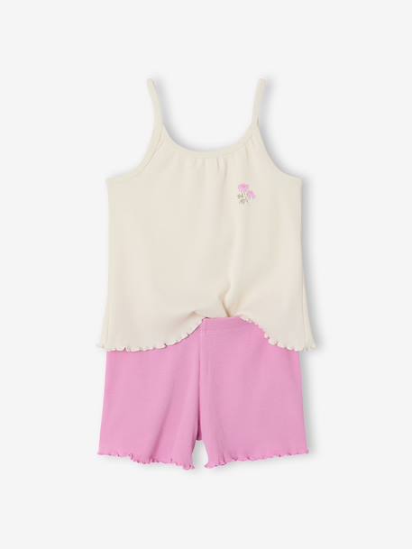 Pack of 2 ribbed floral pyjama shorts ecru 