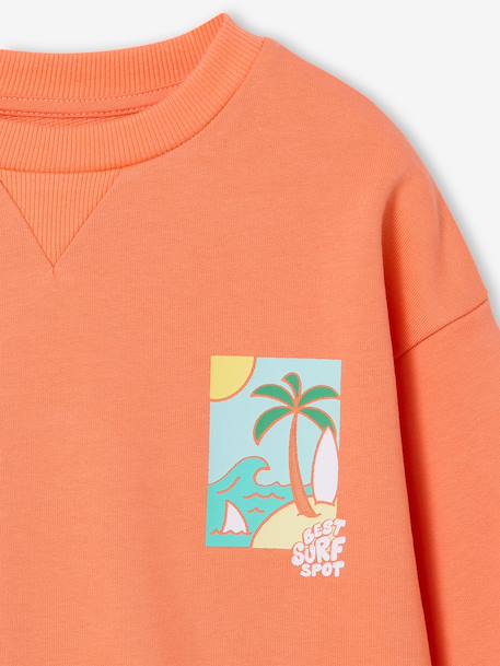 Round-neck long-sleeved sweatshirt for boys aqua green+mango+pale yellow 
