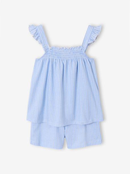 Girls' cotton braces pyjama shorts sky blue 