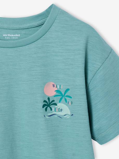 Boys' back print maxi T-shirt ecru+sage green 