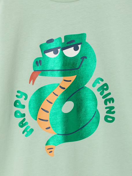 Boys' sparkly space print T-shirt almond green+night blue 