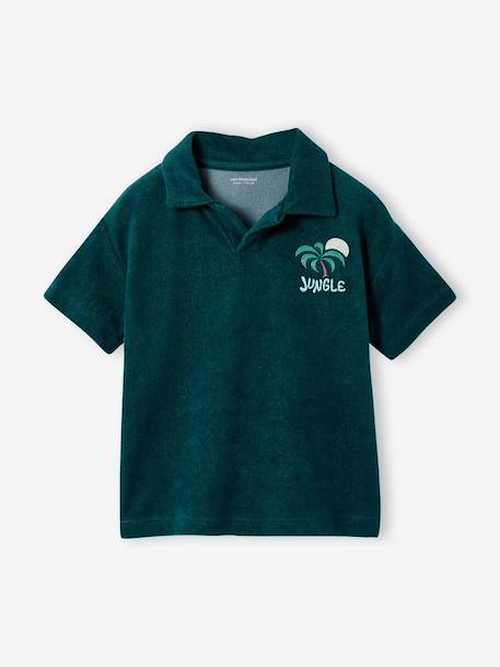 Boys' short-sleeved polo shirt fir green 