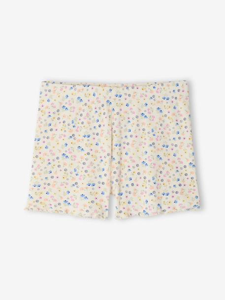 Pack of 2 ribbed floral pyjama shorts ecru 