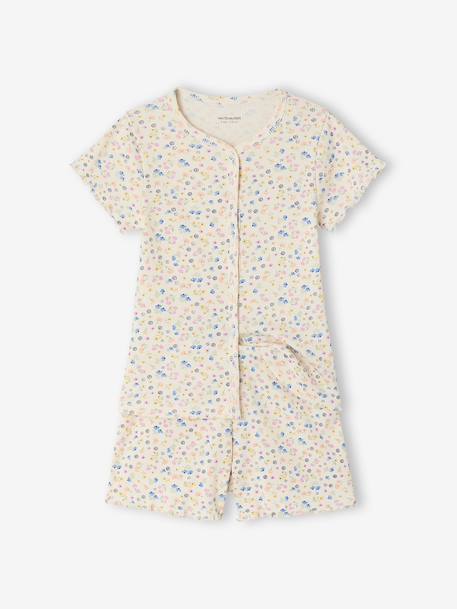 Pack of 2 ribbed floral pyjama shorts ecru 