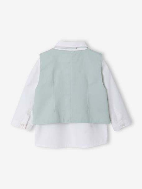Set: shirt, cardigan and bow tie for babies sage green 