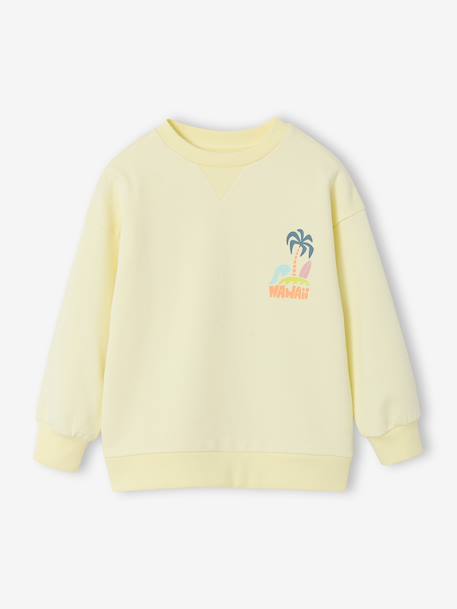 Round-neck long-sleeved sweatshirt for boys aqua green+mango+pale yellow 