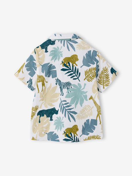 Short-sleeved shirt for boys printed white 