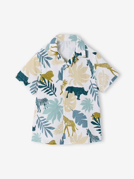 Short-sleeved shirt for boys printed white 