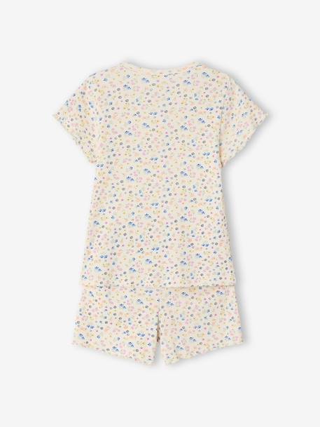 Pack of 2 ribbed floral pyjama shorts ecru 