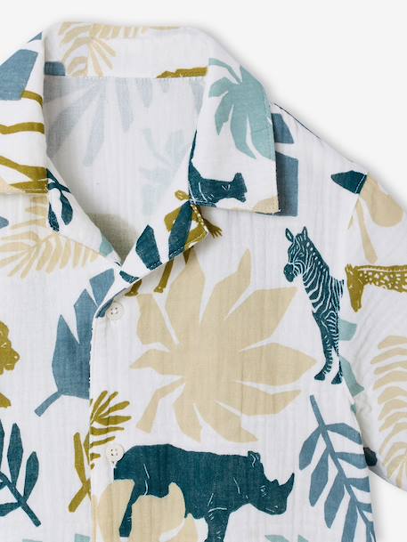 Short-sleeved shirt for boys printed white 
