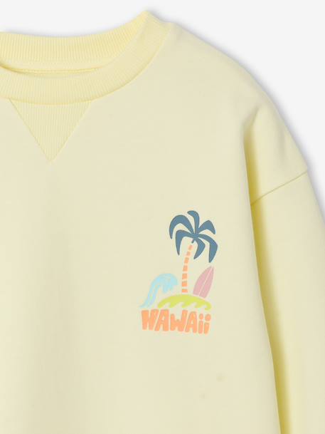 Round-neck long-sleeved sweatshirt for boys aqua green+mango+pale yellow 