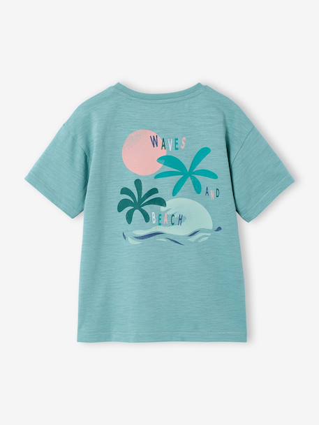 Boys' back print maxi T-shirt ecru+sage green 