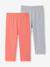 Pack of 2 Mid-Calf Leggings for Girls emerald green+marl grey+mauve 