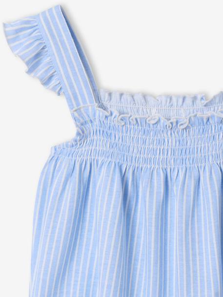 Girls' cotton braces pyjama shorts sky blue 