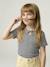 Girl's fancy bow t-shirt striped blue+yellow 