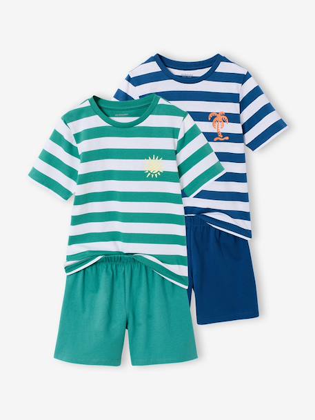 Pack of 2 striped pyjama shorts blue 