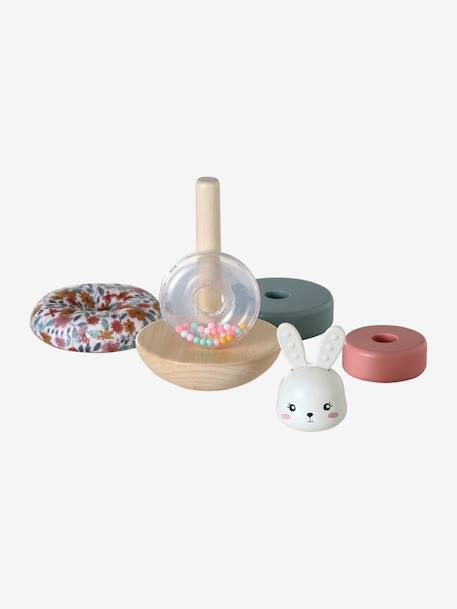 Rabbit stacking tower in FSC® wood white 