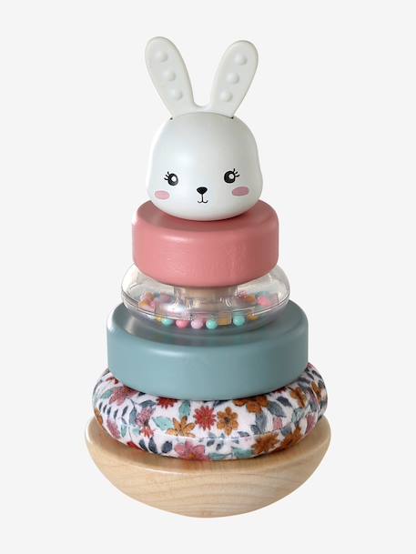 Rabbit stacking tower in FSC® wood white 