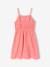 Cotton Gauze Strappy Dress for Girls beige+coral+emerald green 