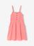 Cotton Gauze Strappy Dress for Girls beige+coral+emerald green 