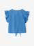 Denim blouse with frill sleeves for girls light blue 
