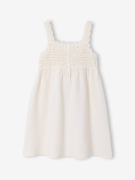Crochet dress with straps for girls ecru 