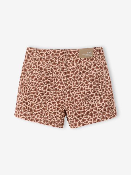 Printed twill shorts for girls beige 