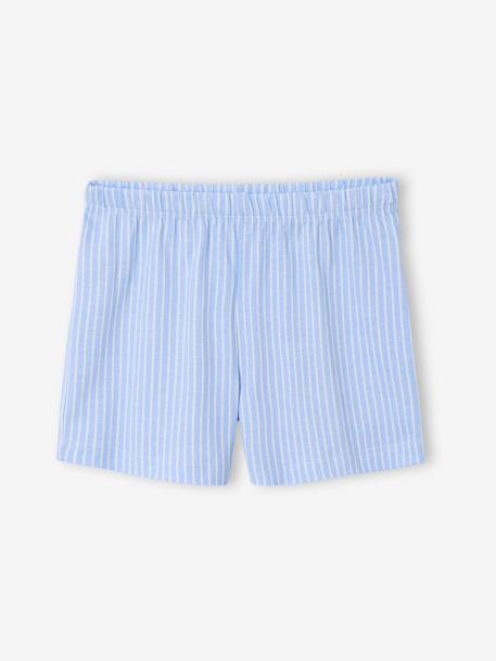 Girls' cotton braces pyjama shorts sky blue 