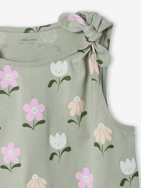 Sleeveless t-shirt for girls ecru+sage green 
