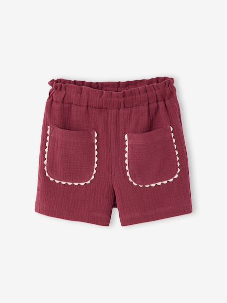 Girls' cotton muslin short set terracotta 