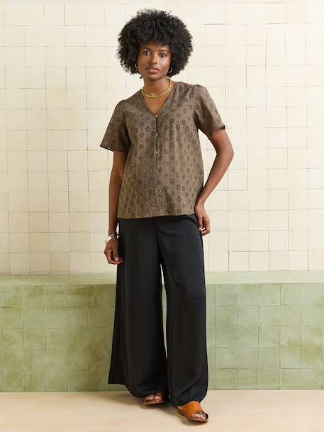 Wide-Leg, Loose-Fitting Trousers for Maternity black+denim blue+olive 