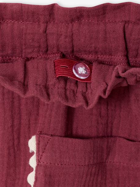 Girls' cotton muslin short set terracotta 