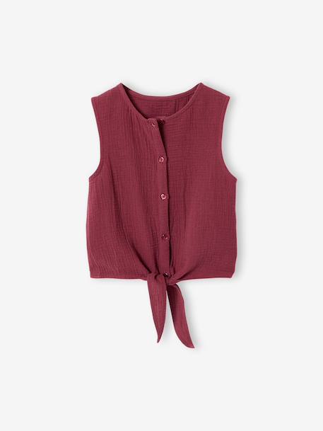 Girls' cotton muslin short set terracotta 