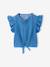 Denim blouse with frill sleeves for girls light blue 