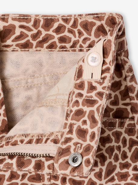 Printed twill shorts for girls beige 