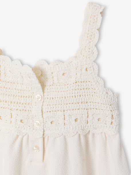 Crochet dress with straps for girls ecru 