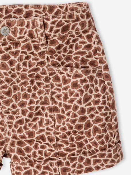 Printed twill shorts for girls beige 
