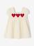 Crochet heart baby girl's dress ecru 