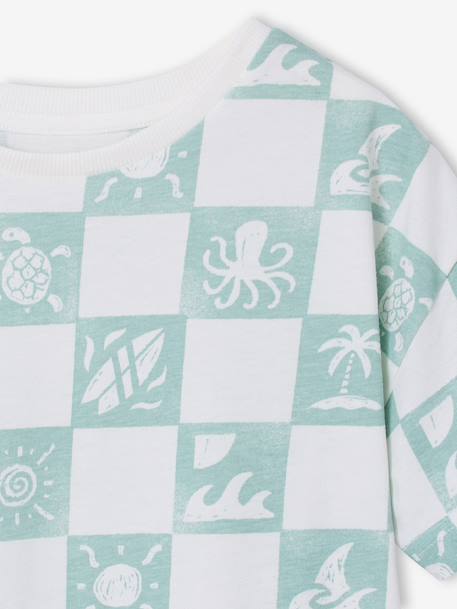 Short-sleeved T-shirt aqua green+white 