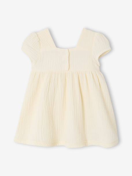 Crochet heart baby girl's dress ecru 