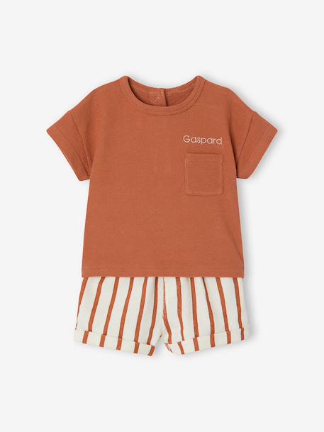 Customisable T-shirt and short set hazel+sage green 