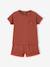 Pack of 2 organic cotton pyjama shorts tomato red 
