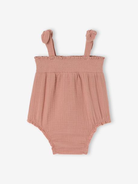 Romper with cotton braces clay beige 