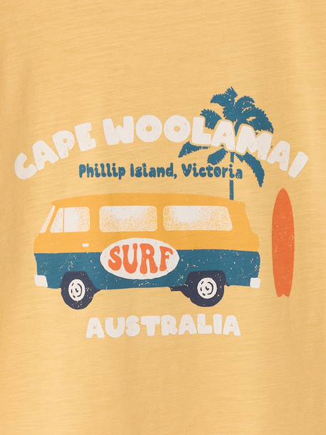 Boy's short-sleeved t-shirt anthracite+sky blue+yellow 
