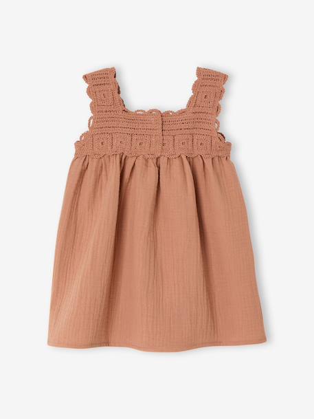 Sleeveless baby girl dress old rose 