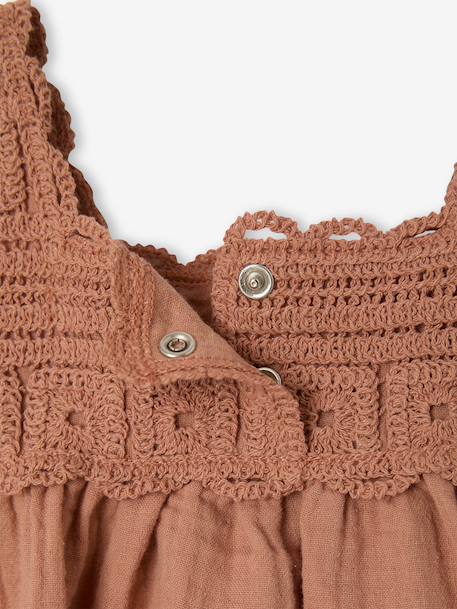 Sleeveless baby girl dress old rose 