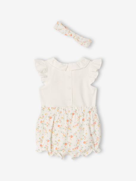 Bodysuit, short and band for head accessories for hair set ecru 
