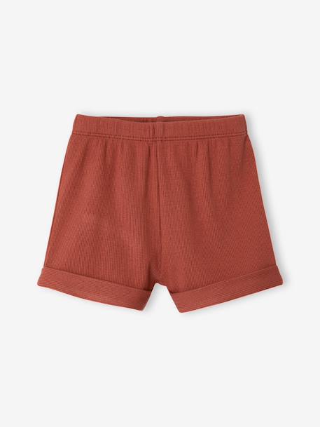 Pack of 2 organic cotton pyjama shorts tomato red 