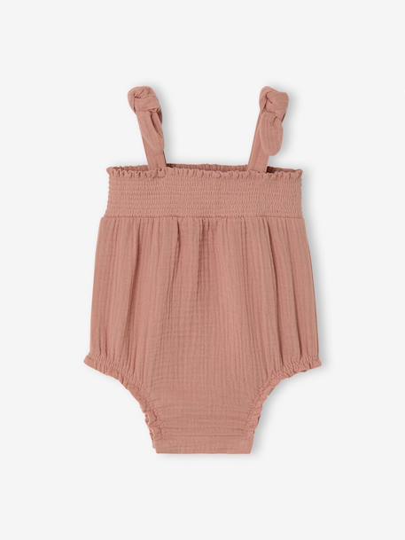 Romper with cotton braces clay beige 